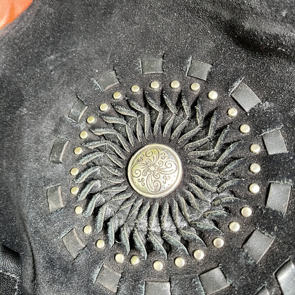 Large Brighton Drawstring  Suede Bag with silver accents. Beautiful and Durable - Picture 15 of 17